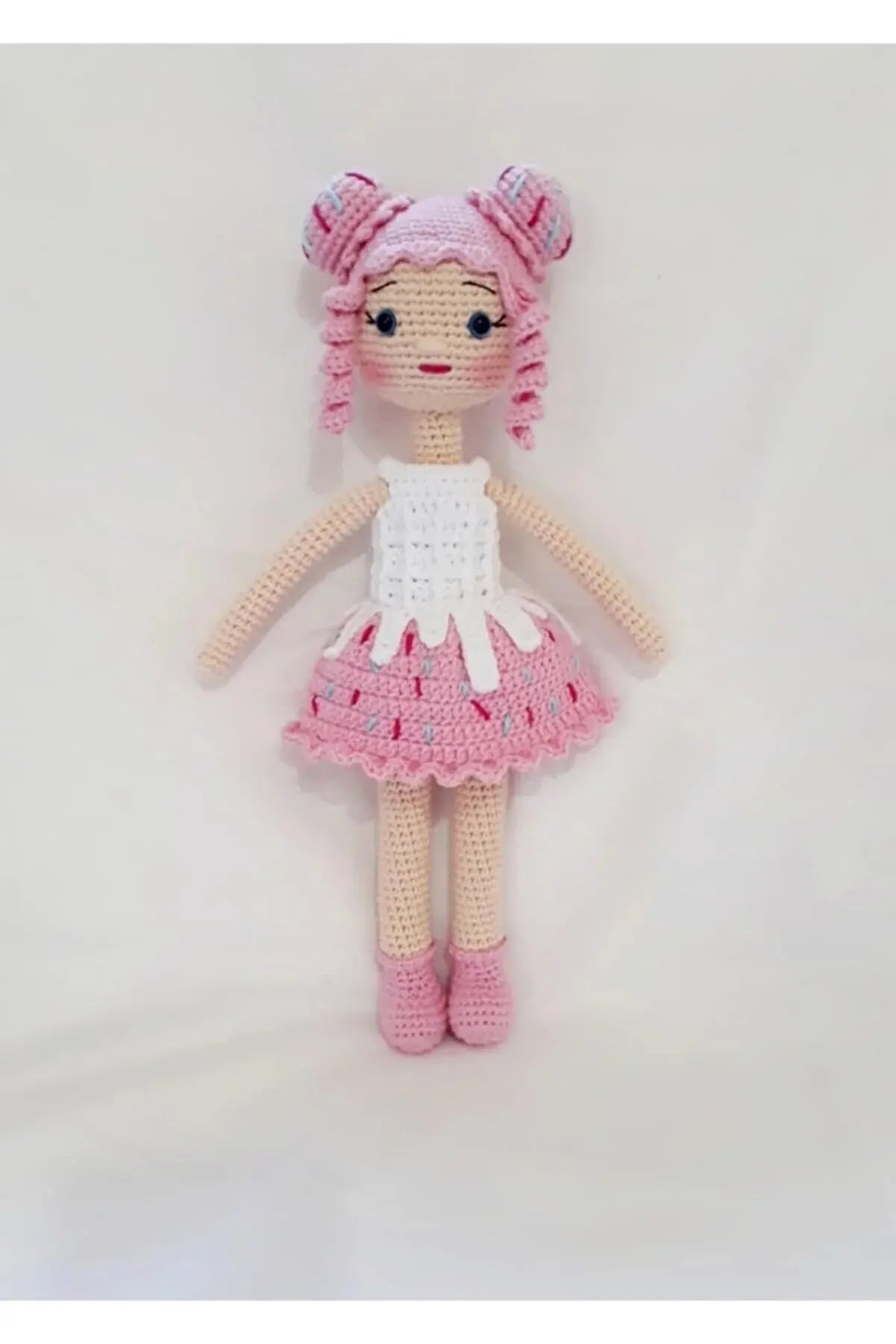 Crochet Pink-White Cupcake Girl Doll Toy - Joy Gift London