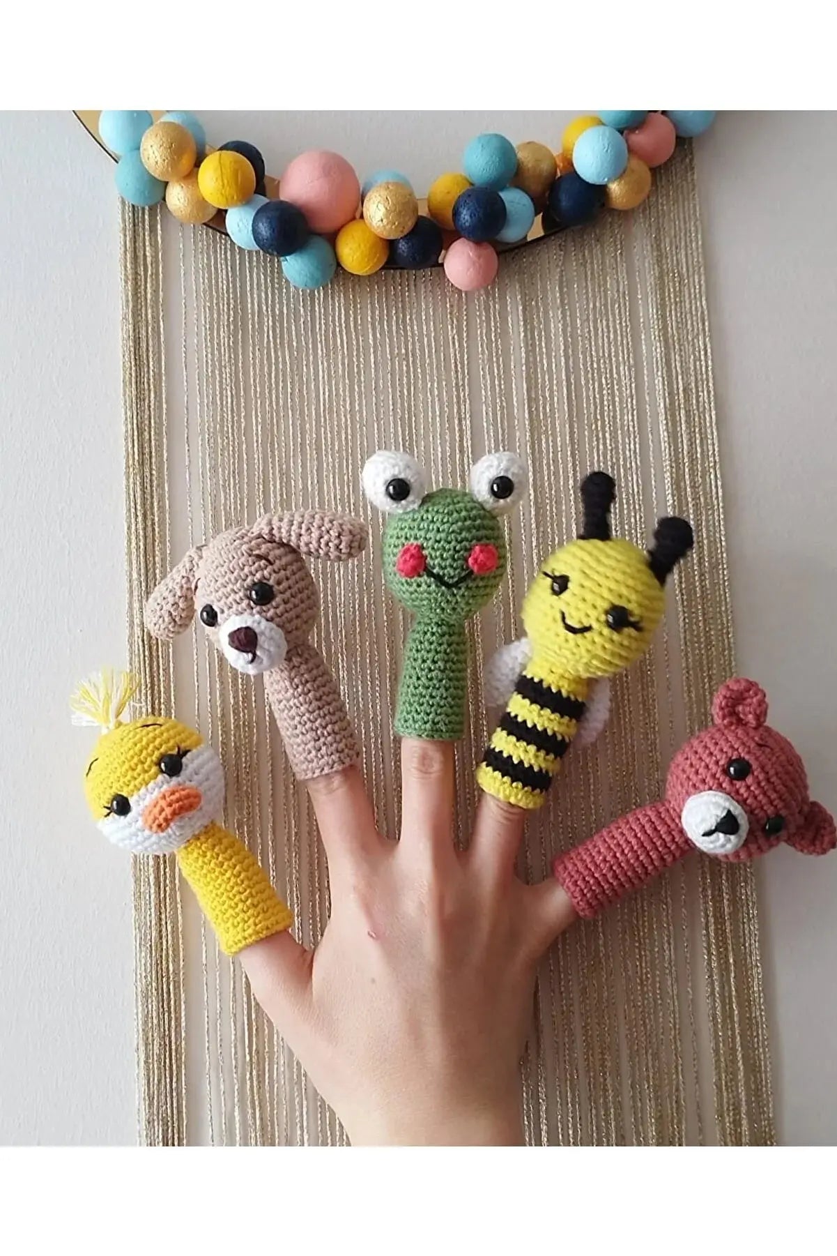 Crochet Animal Finger Puppet Toys - Set of 5 - Joy Gift London