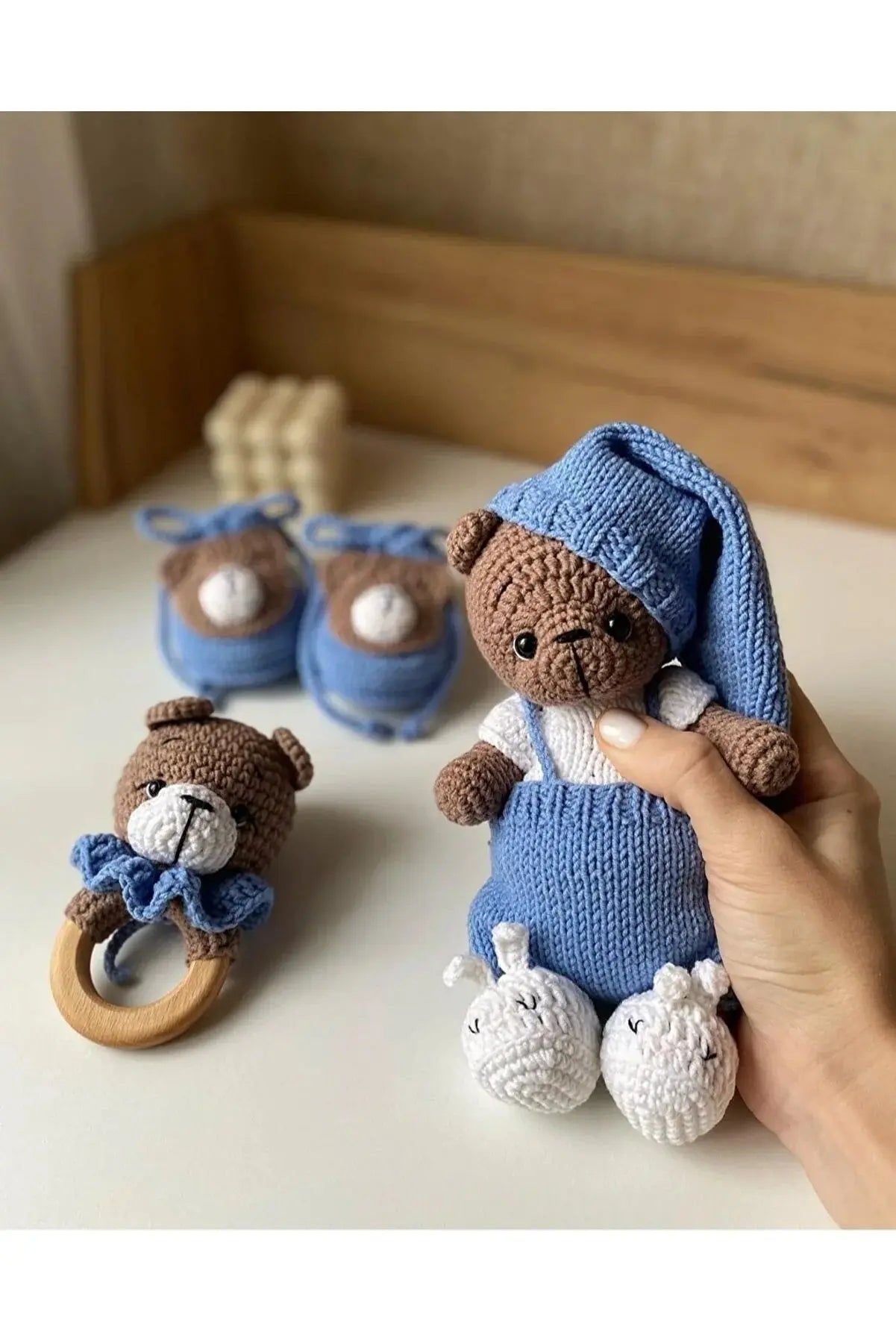 Crochet Newborn Gift Toy Set Teddy Bear 3pc - Joy Gift London