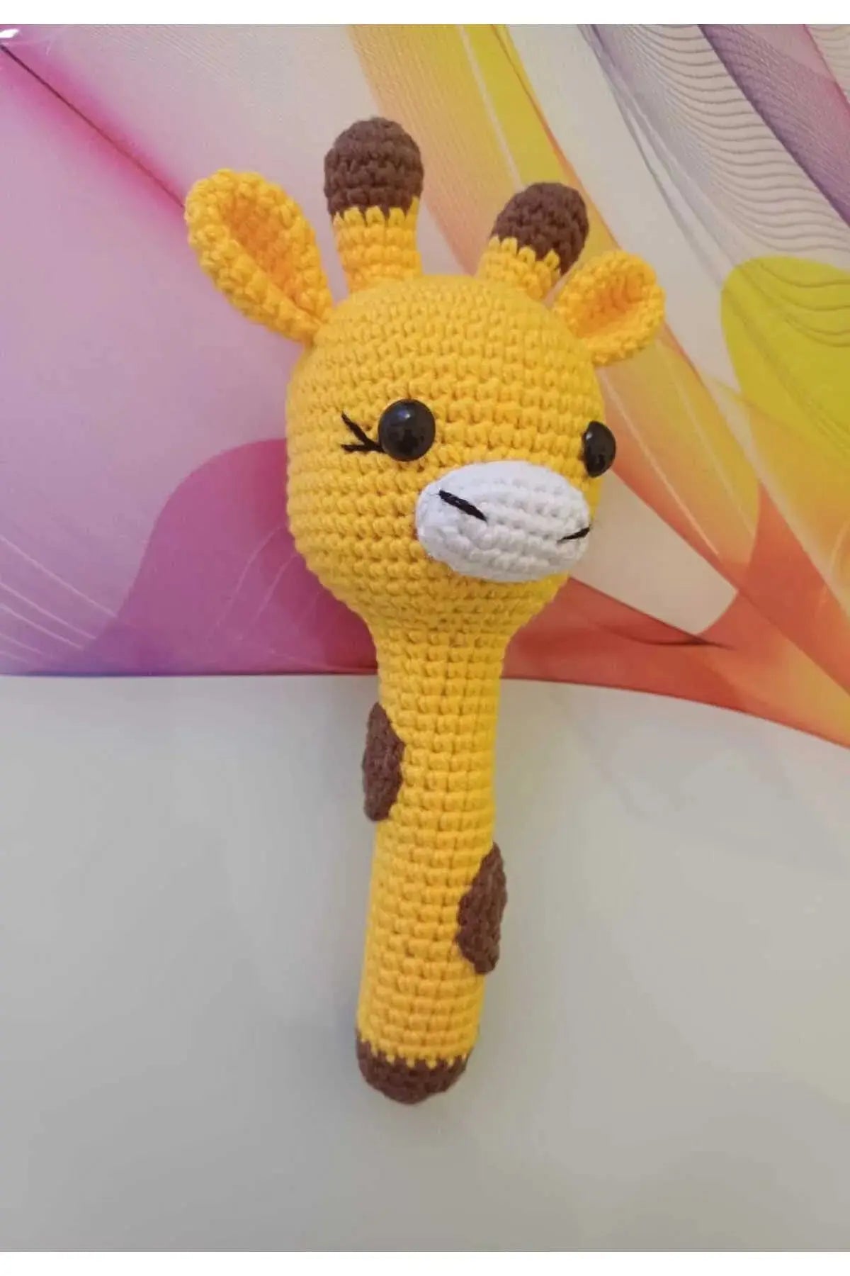 Crochet Giraffe Rattle Toy with Bell Joy Gift London