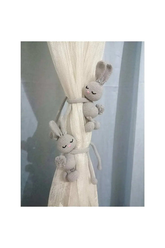 Crochet Rabbit Kids Room Curtain Tie 2pc - Joy Gift London