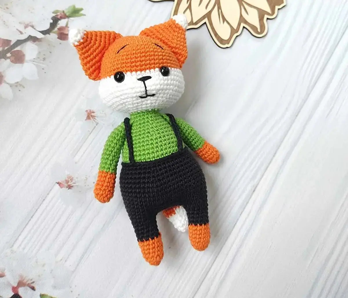 Crochet Cute Little Fox Boy Toy - Handcrafted Soft Plush Toy for Imaginative Adventures - Joy Gift London