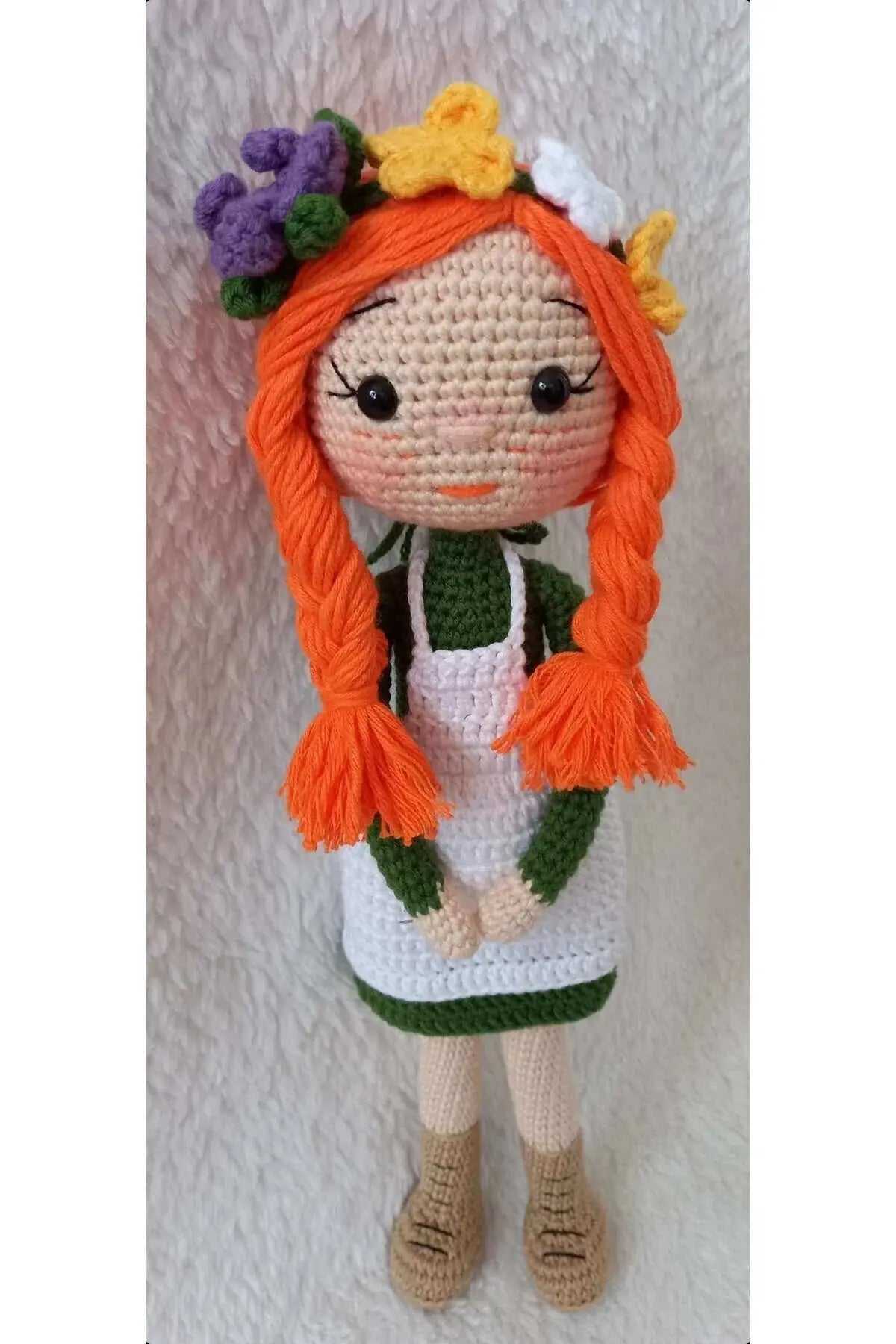 Crochet Orange Hair Doll Toy for Little Girls - Joy Gift London