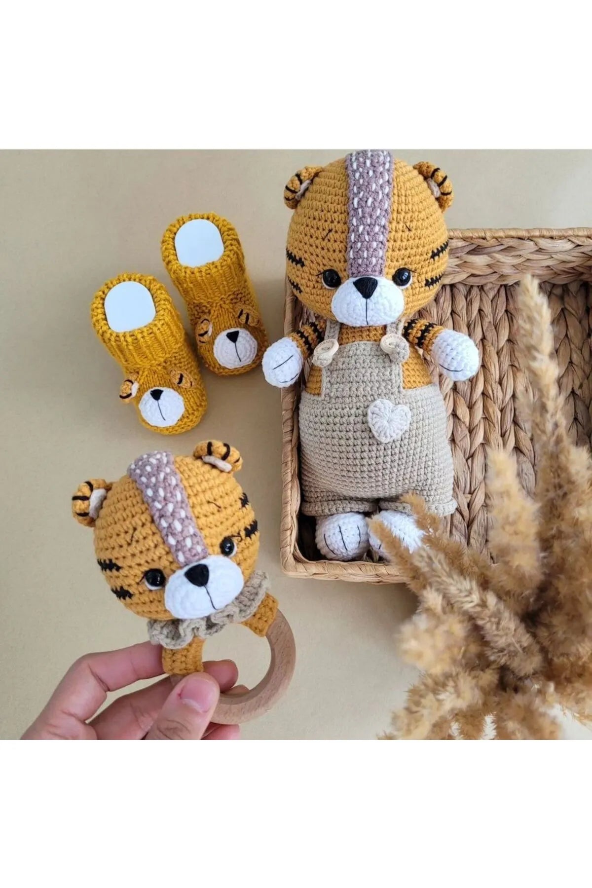 Crochet Newborn Gift Toy Set Tiger 4pc