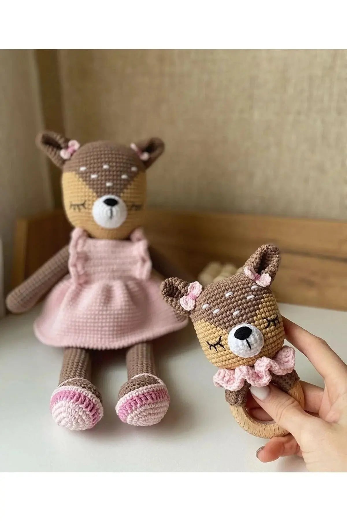 Crochet Newborn Gift Toy Set Deer 2pc - Joy Gift London