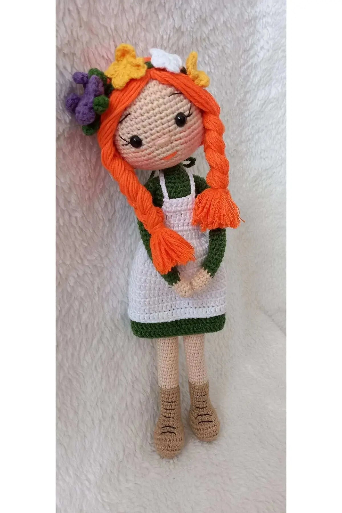 Crochet Orange Hair Doll Toy for Little Girls - Joy Gift London