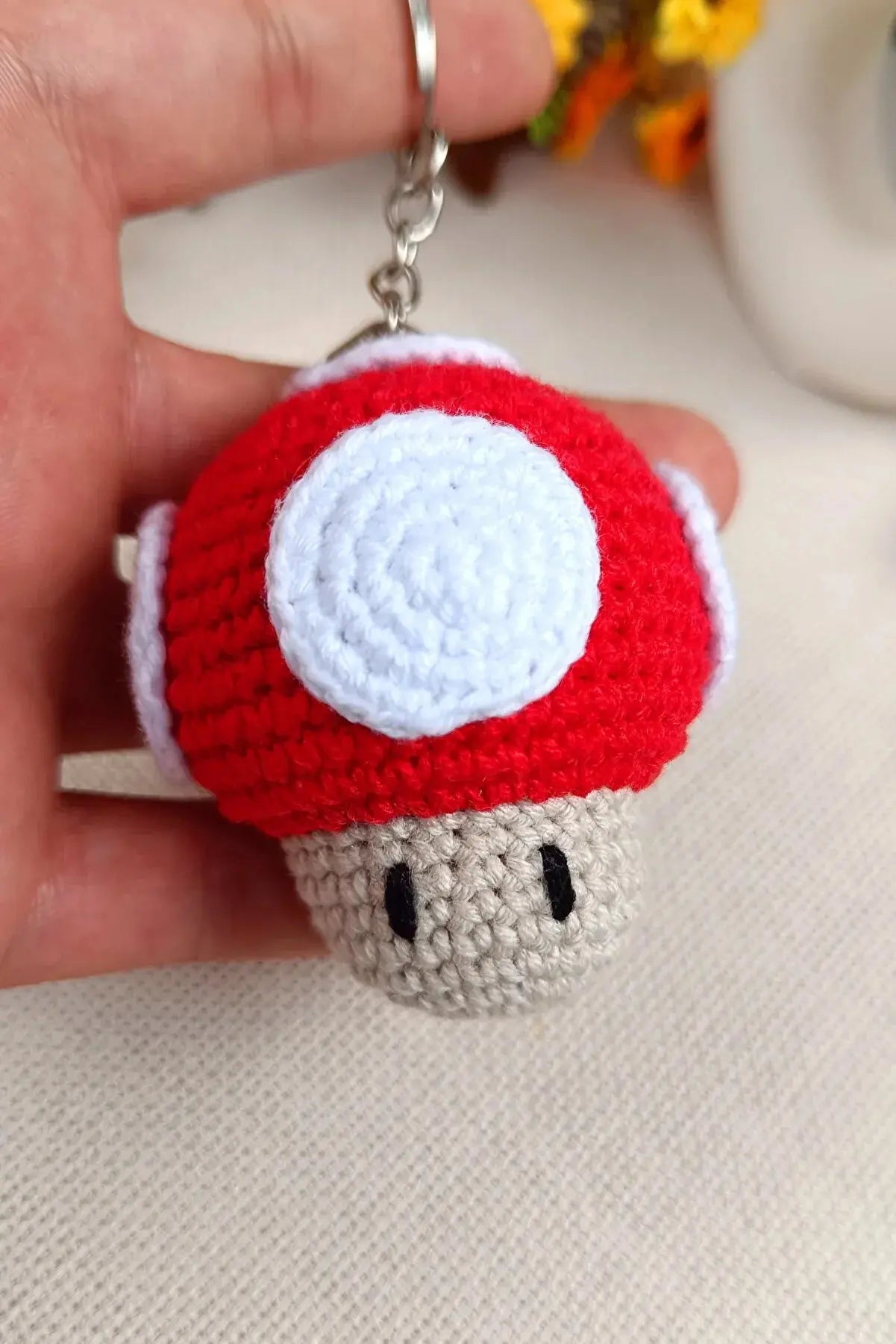 Crochet Super Mario Mushroom Keychain - Joy Gift London