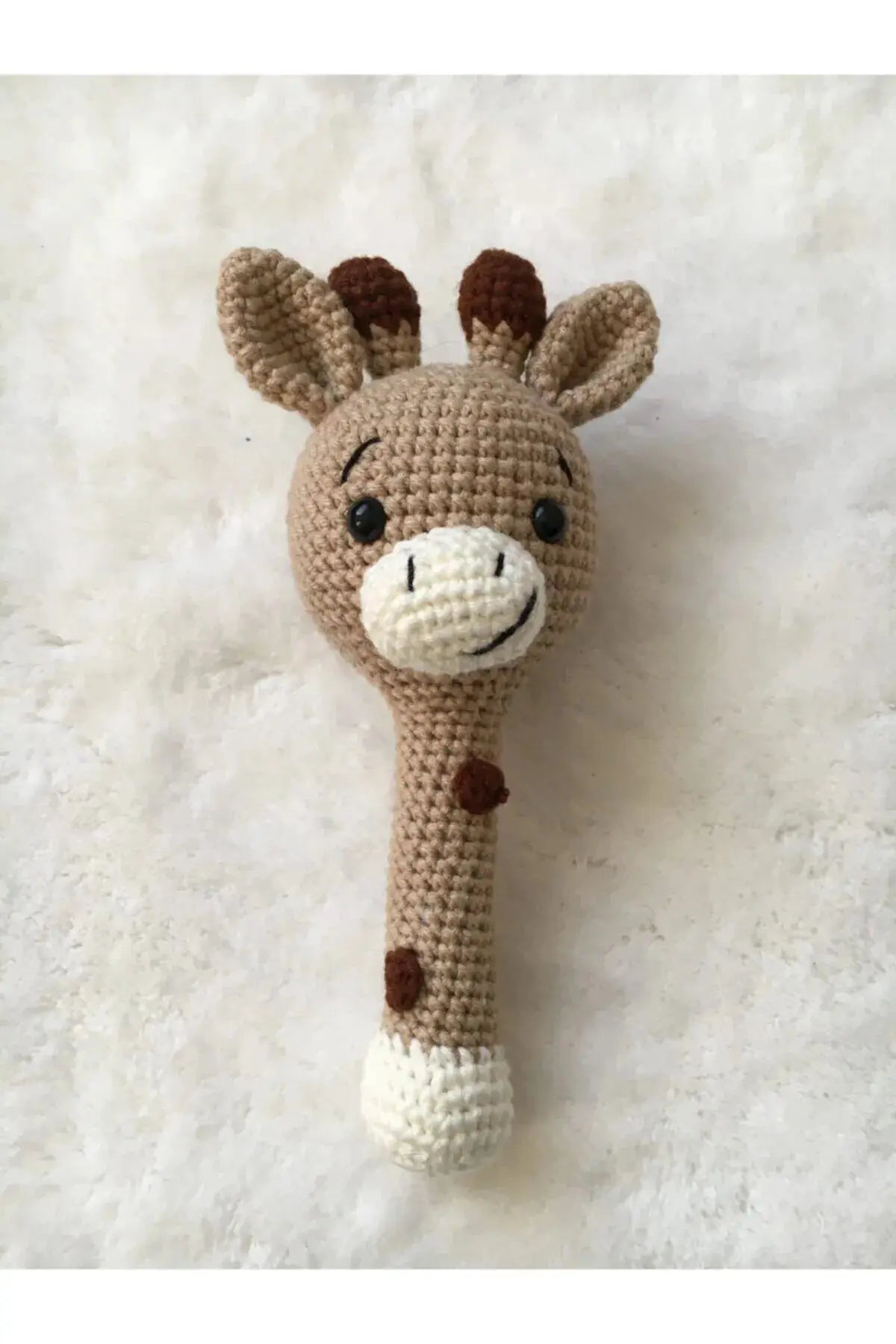 Crochet Giraffe Rattle Toy with Bell Joy Gift London