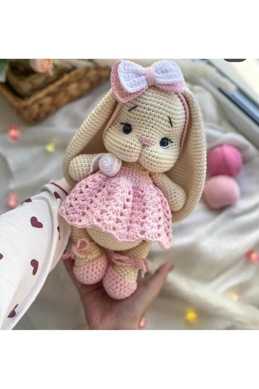 Crochet Cute Rabbit with Pink Dress