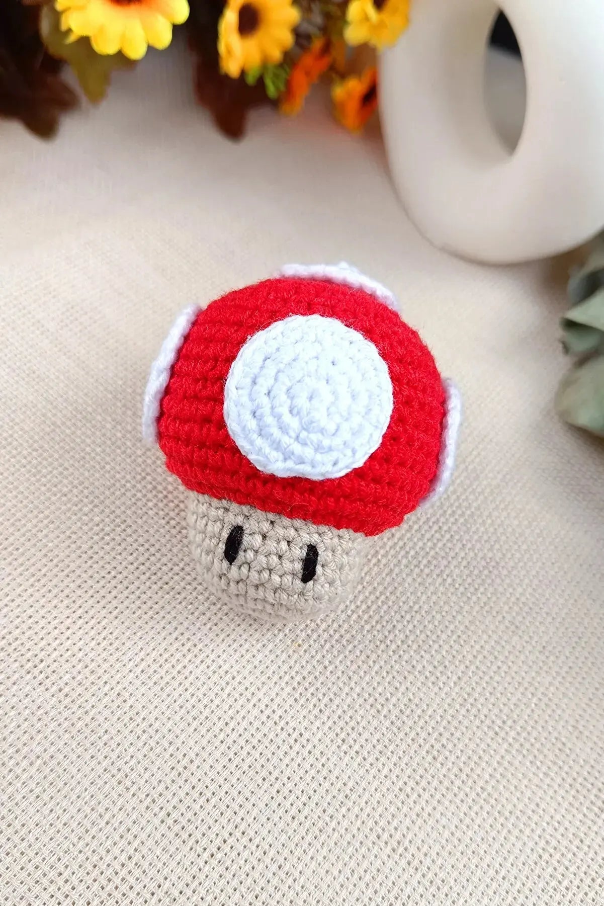 Crochet Super Mario Mushroom Keychain - Joy Gift London