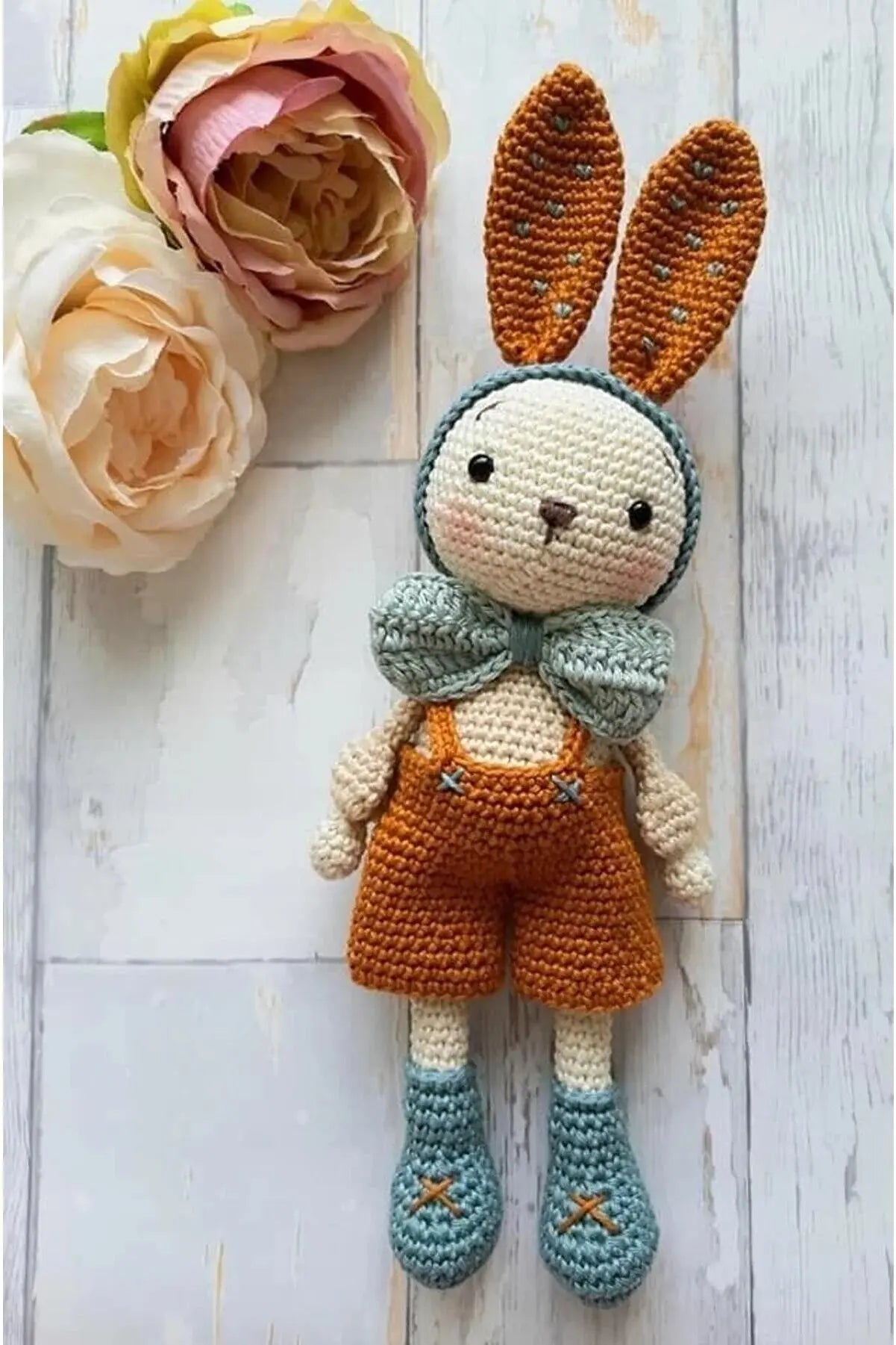 Crochet Cute Little Rabbit Boy Toy - Joy Gift London