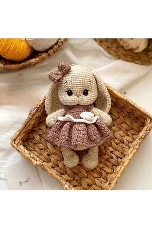 Crochet Cute Rabbit with Brown Dress