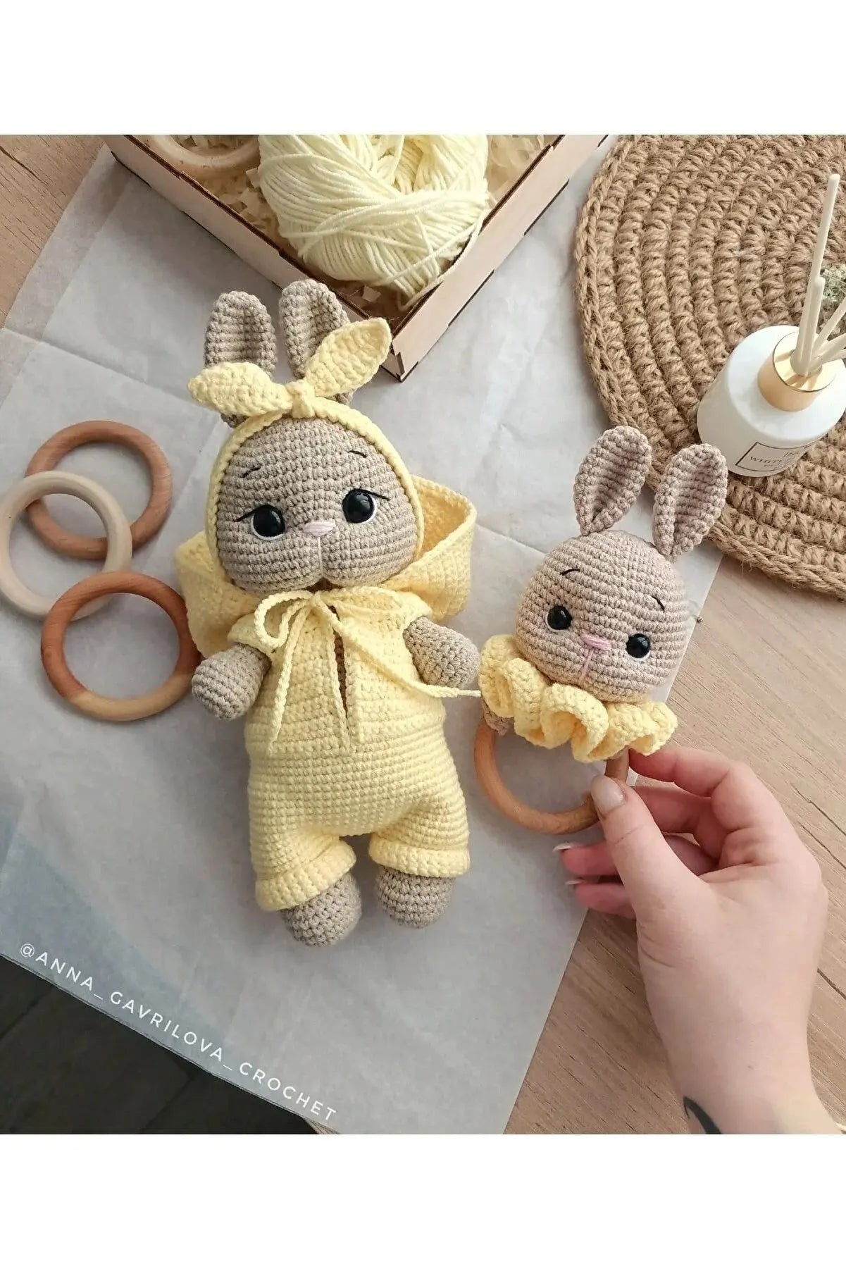 Crochet Newborn Gift Toy Set Rabbit 2pc - Joy Gift London