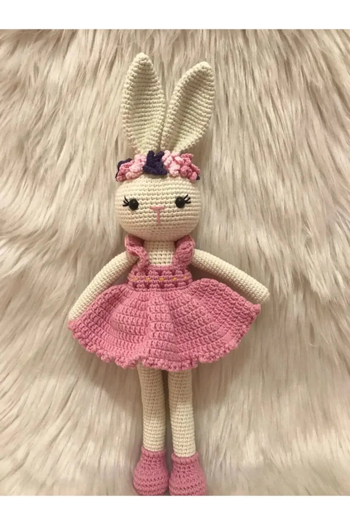 Crochet Cute Rabbit in Pink Fancy Dress Toy - Joy Gift London