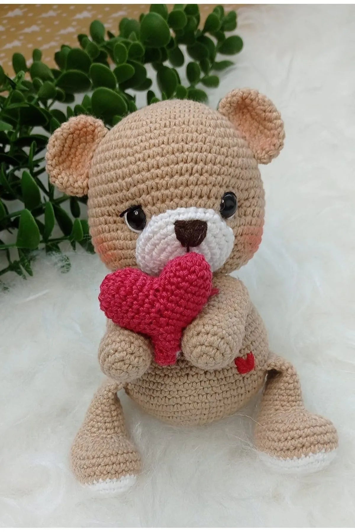 Crochet Romantic Teddy Bear with Heart