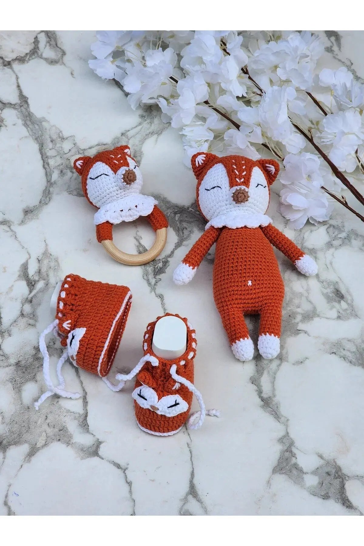 Crochet Newborn Toy Gift Set Fox - Joy Gift London