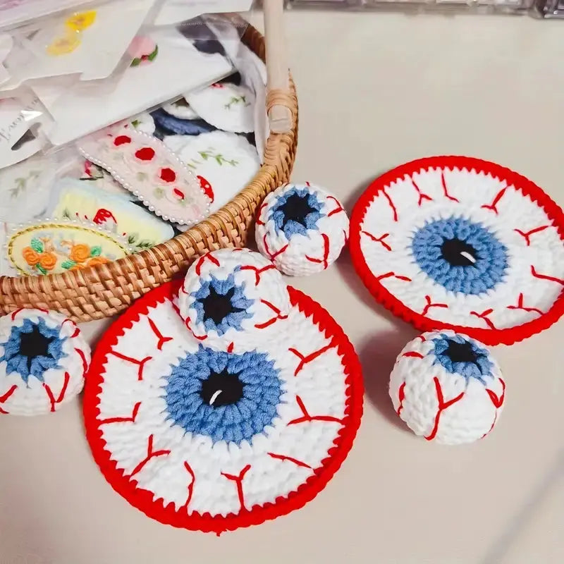 Crochet Bloody Eye Coaster, Halloween Decoration - Joy Gift London