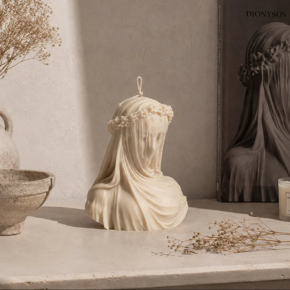 Veiled Vestal – Large Sculpture Candle