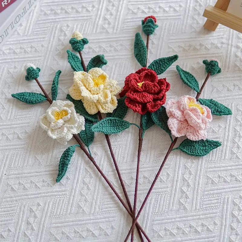 Handmade Crocheted Camellia Flower Bouquet Joy Gift London