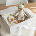 Handmade Crochet Newborn Duck & Rattle Gift Set (2pc) – Baby Shower Gift