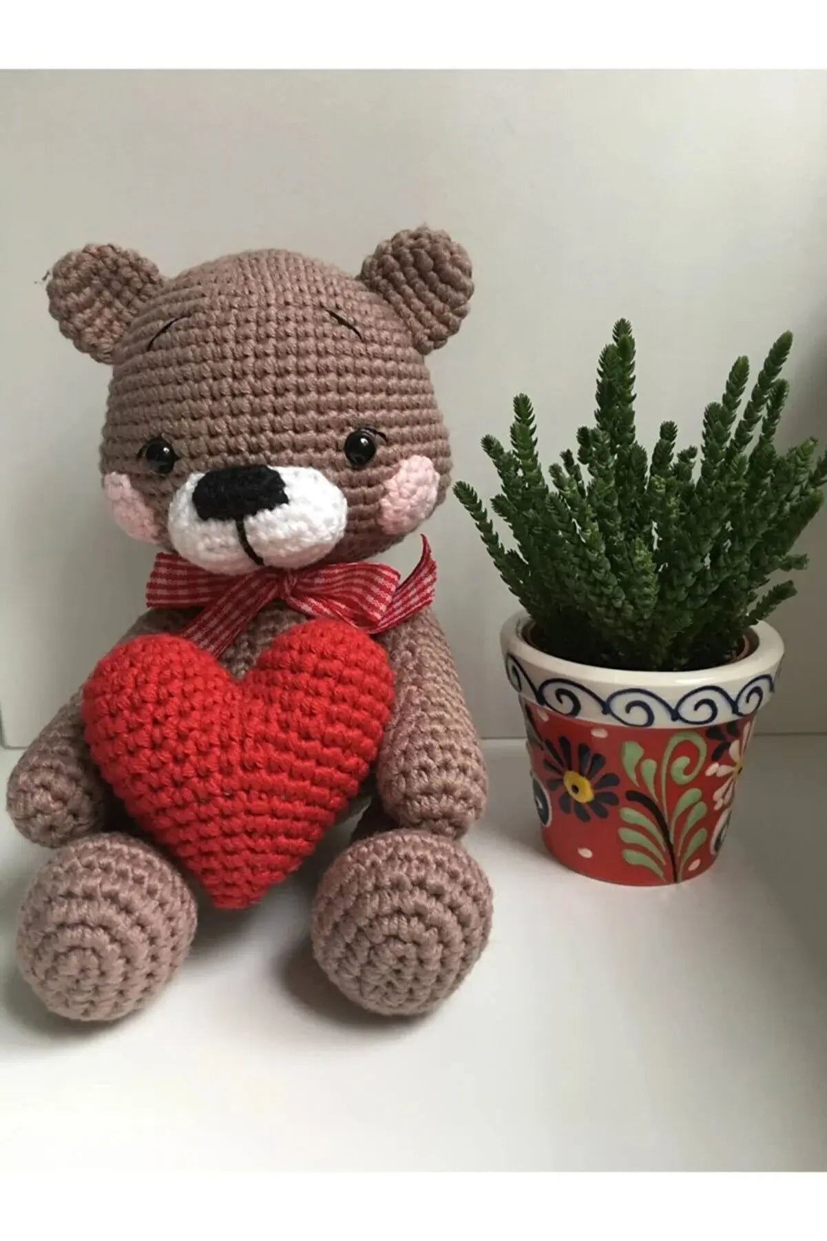 Crochet Teddy Bear Toy with Heart - Joy Gift London