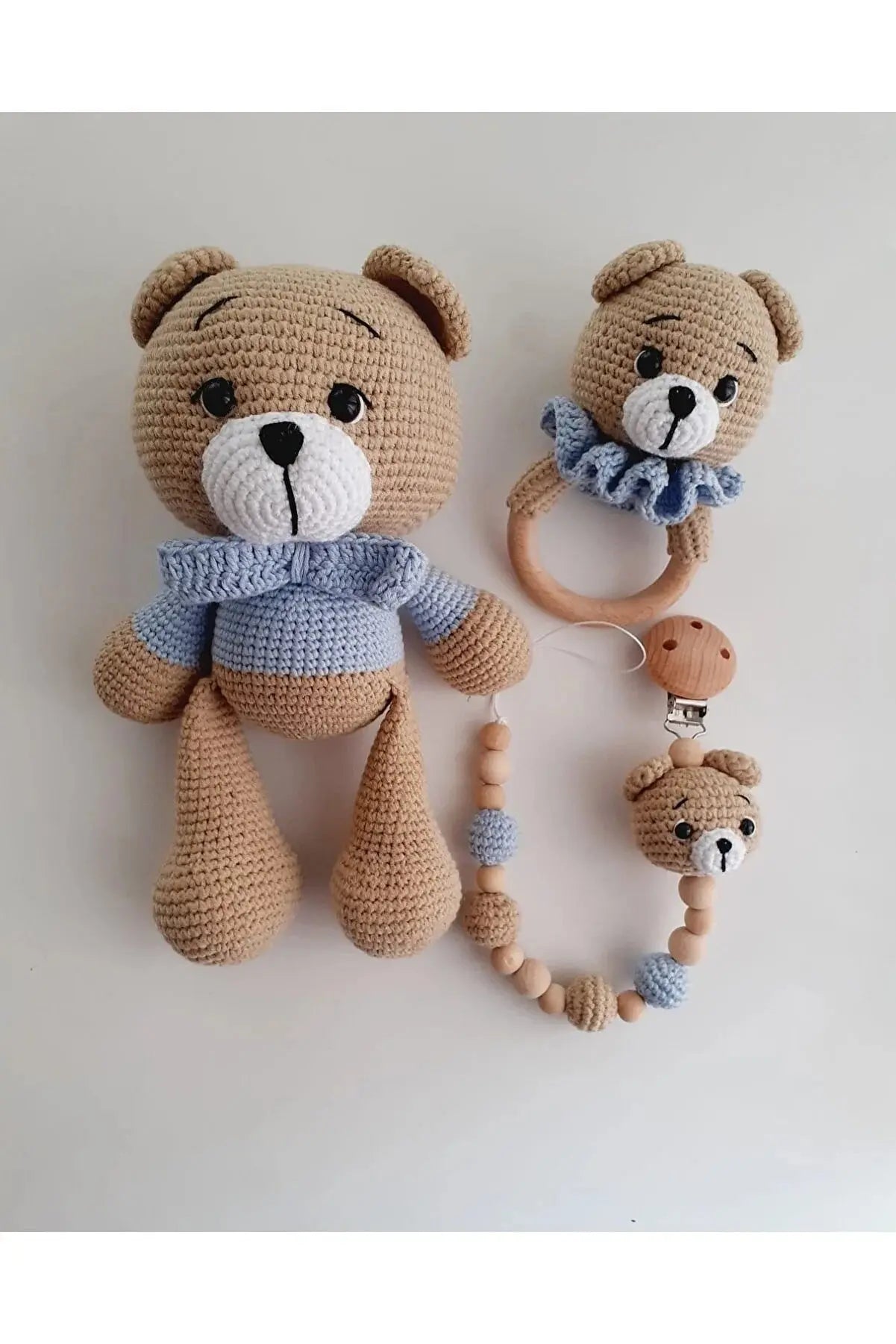 Crochet Newborn Gift Toy Set Teddy Bear 4pc - Joy Gift London