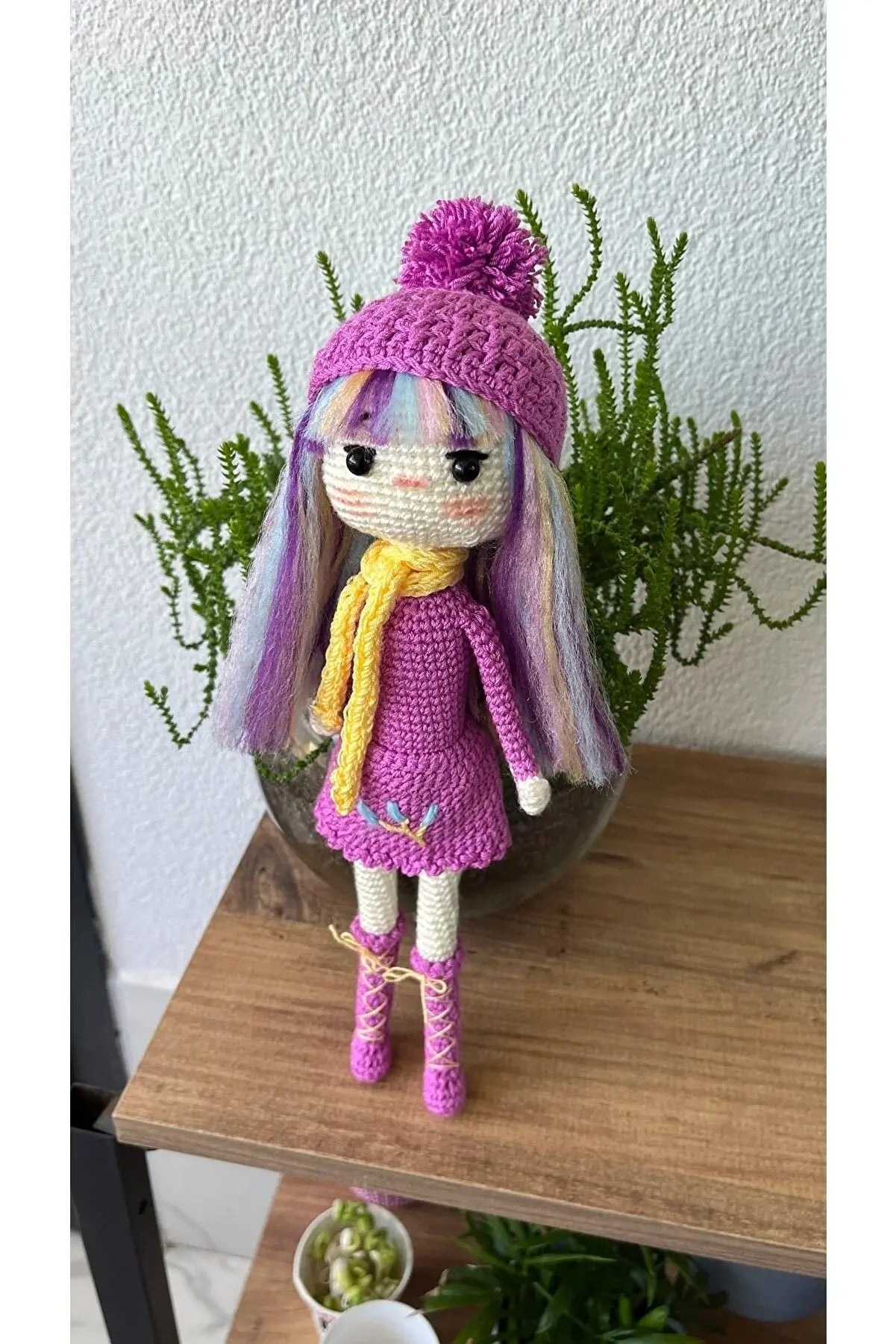 Crochet Unicorn Hair Girl Doll Toy - Joy Gift London