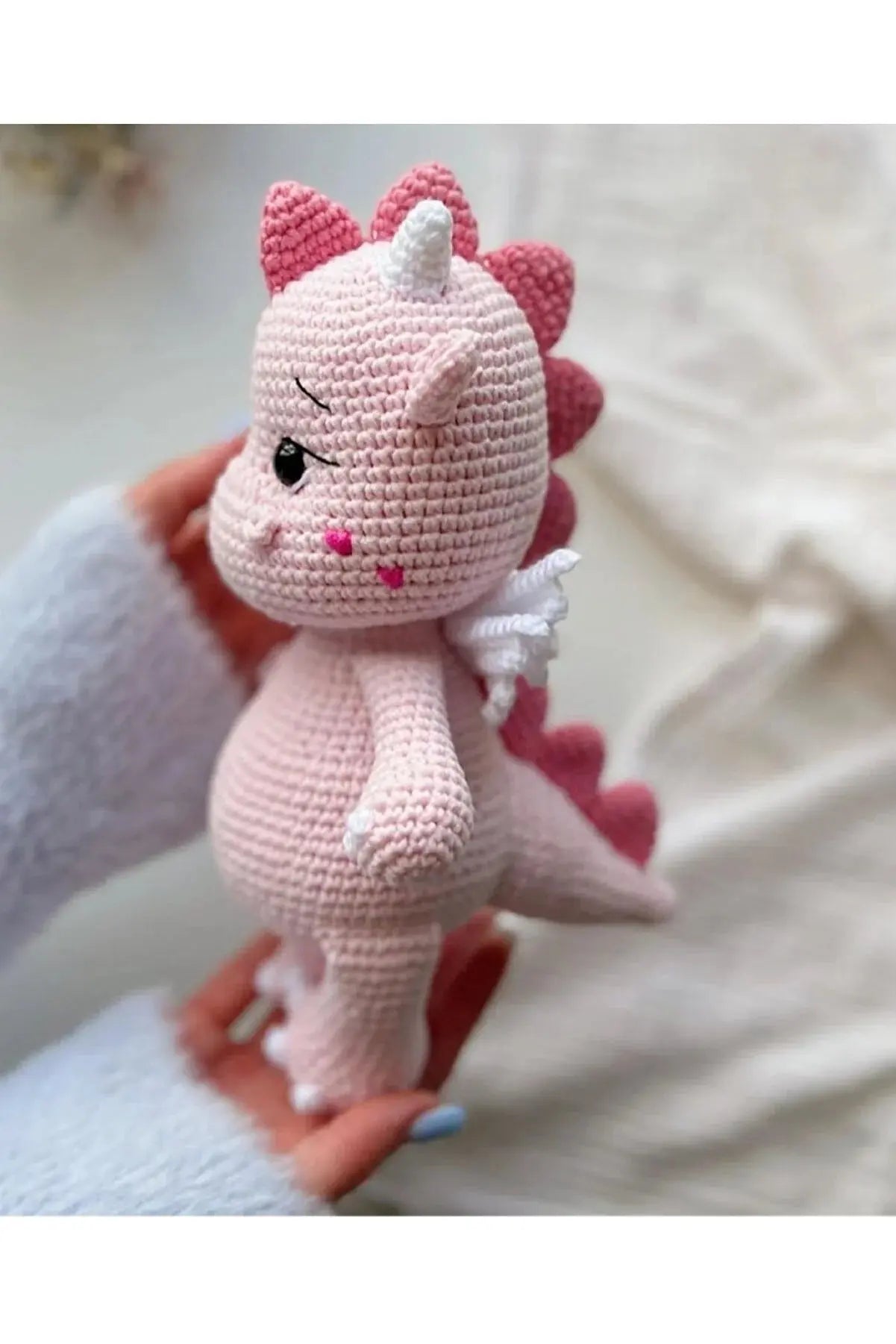 Crochet Cute Pink Dino Toy - Joy Gift London