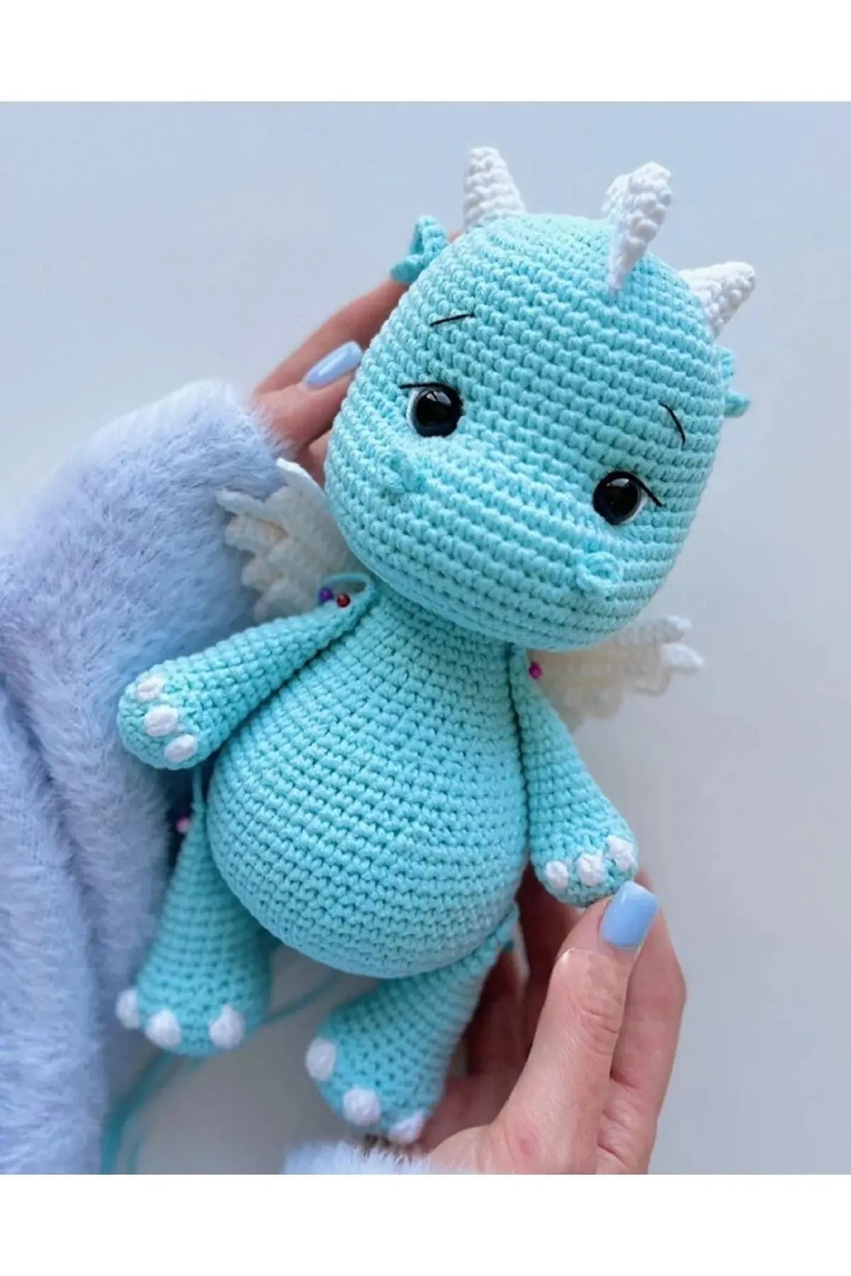 Crochet Cute Blue Dino Toy - Joy Gift London