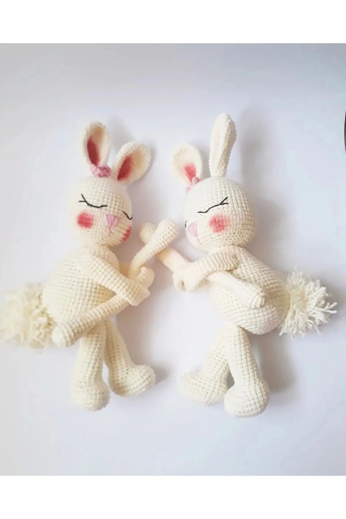 Crochet White Rabbit Curtain Tie 2pc - Joy Gift London