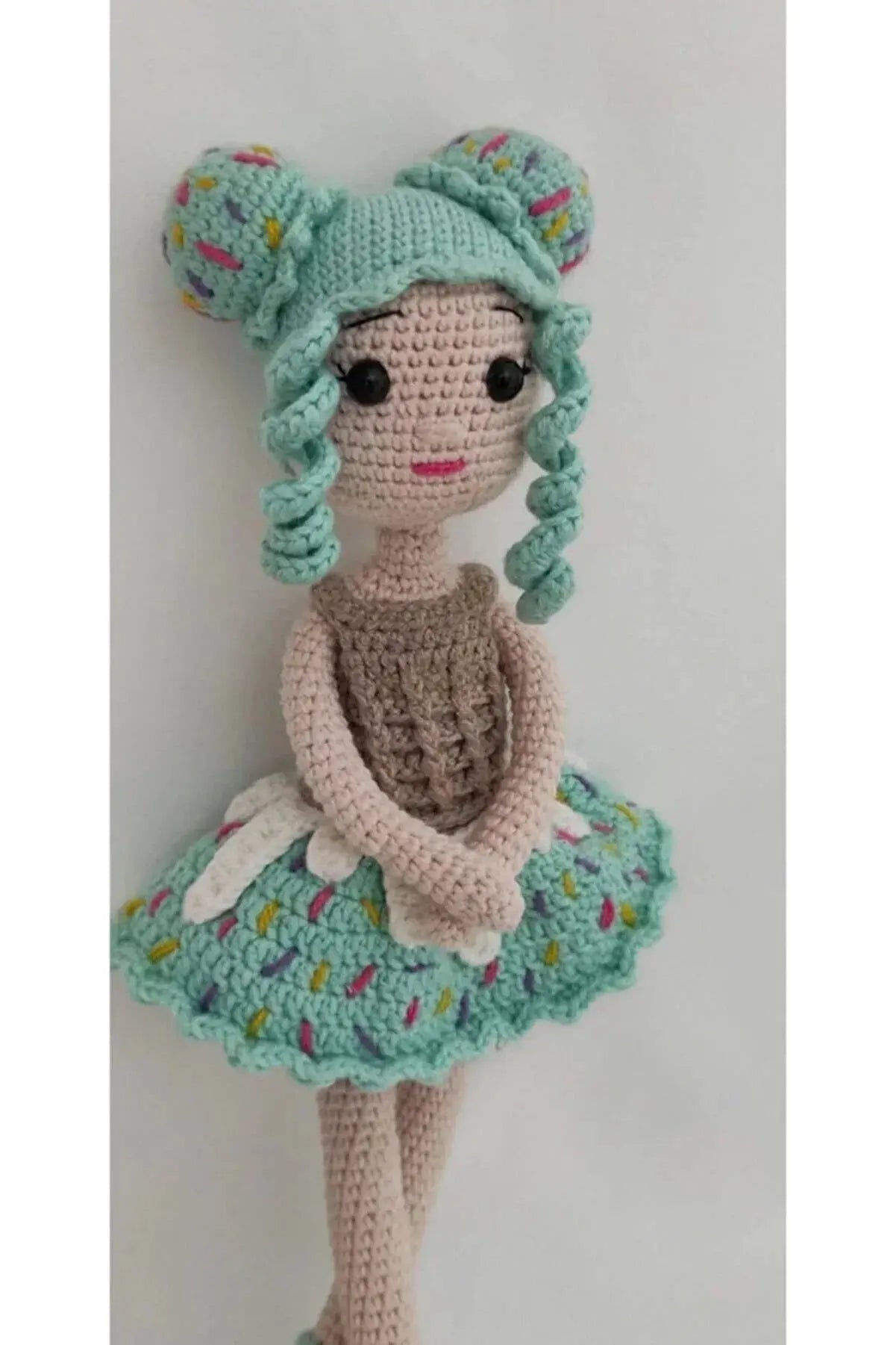 Crochet Blue Cupcake Girl Doll Toy - Joy Gift London