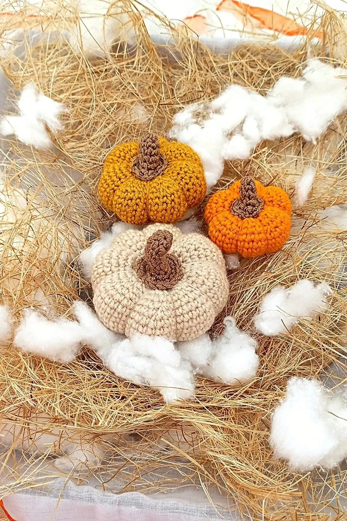 Handmade Crochet Pumpkin Halloween Decorations - Set of 3 - Joy Gift London