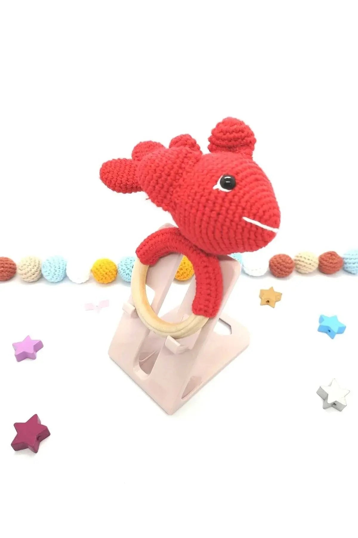 Crochet Rattle Toy Orange Fish - Joy Gift London