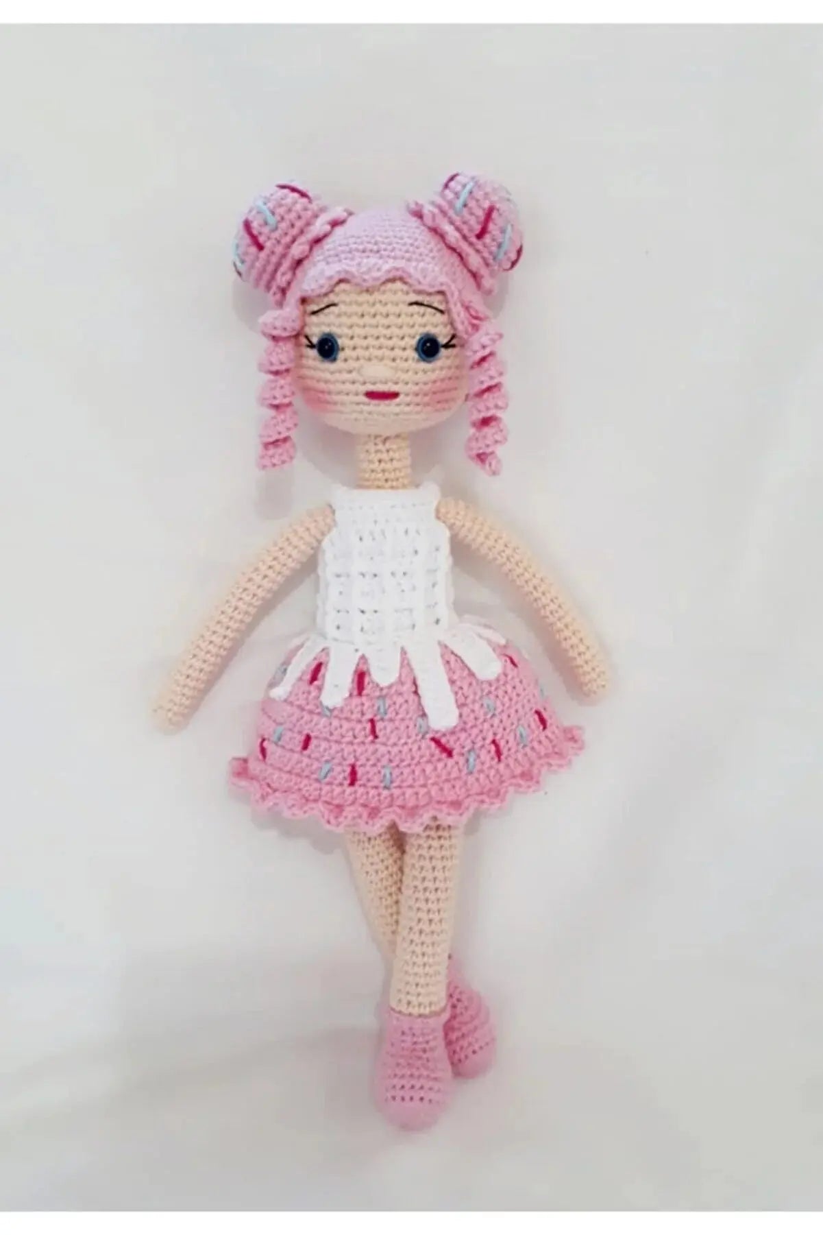 Crochet Pink-White Cupcake Girl Doll Toy - Joy Gift London