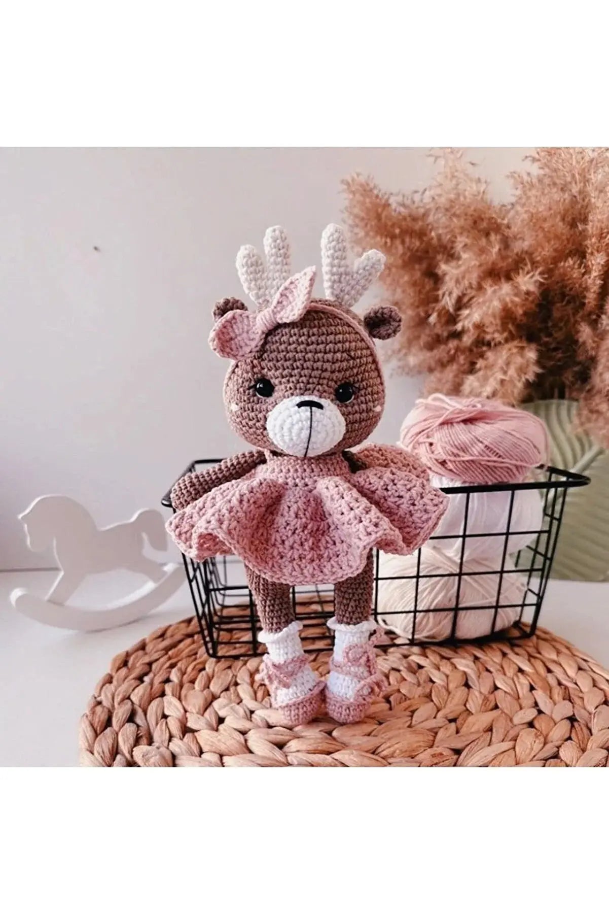 Crochet Doe Pink Dress Toy - Joy Gift London