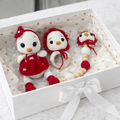 Handmade Crochet Newborn Gift Set (3pc) Cute Duck in Red Dress – Personalised Dummy Clip, Baby Shower Gift