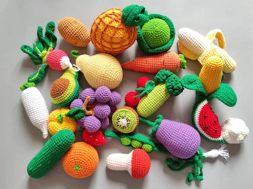 30pc Crochet Mixed Vegetables and Fruits  Joy Gift London