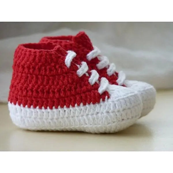 Crochet Baby Shoes Red-White - Joy Gift London