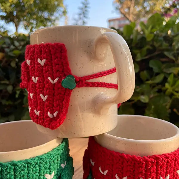 Crochet Cup Covers Christmas Decoration - Joy Gift London