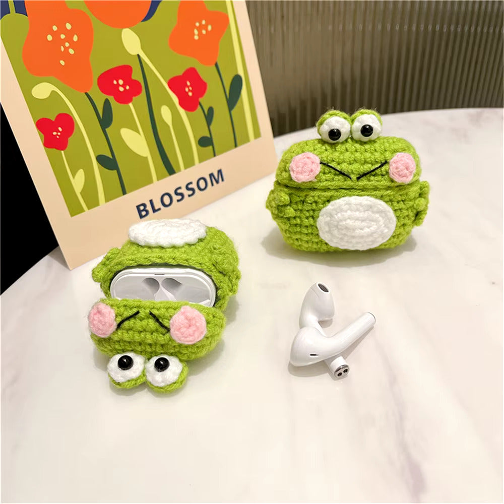 Cute Crochet Frog Earphone Protective Case For Apple Airpods