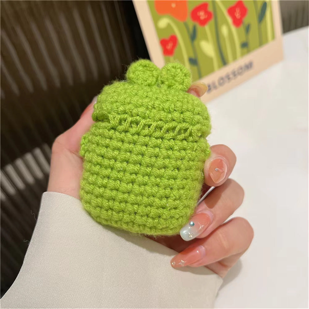 Cute Crochet Frog Earphone Protective Case For Apple Airpods