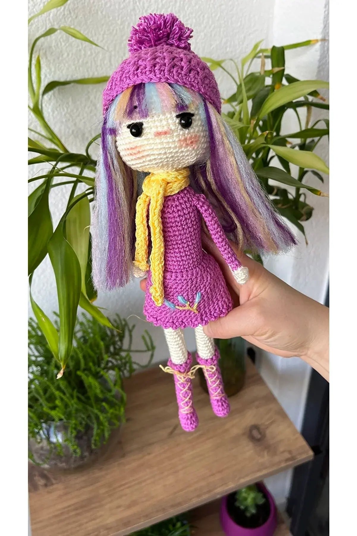 Crochet Unicorn Hair Girl Doll Toy - Joy Gift London