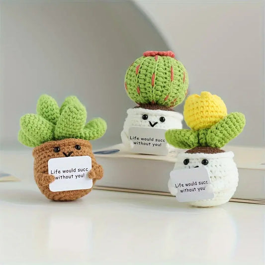 Crochet Positive Cactus, Succulent & Tulip Flower Pot