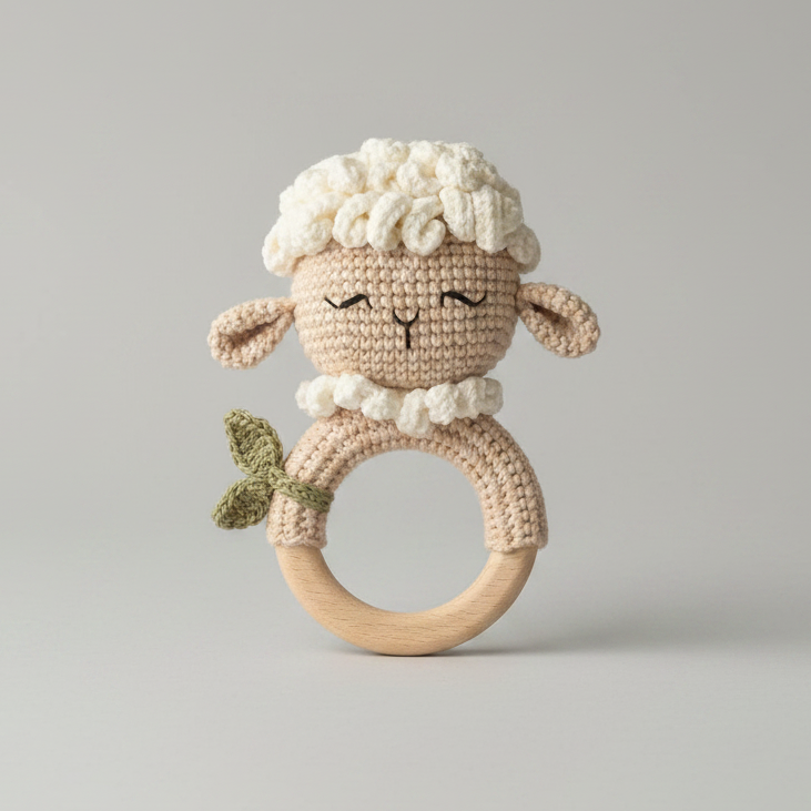 Crochet Cute Sheep Rattle Toy with Bell