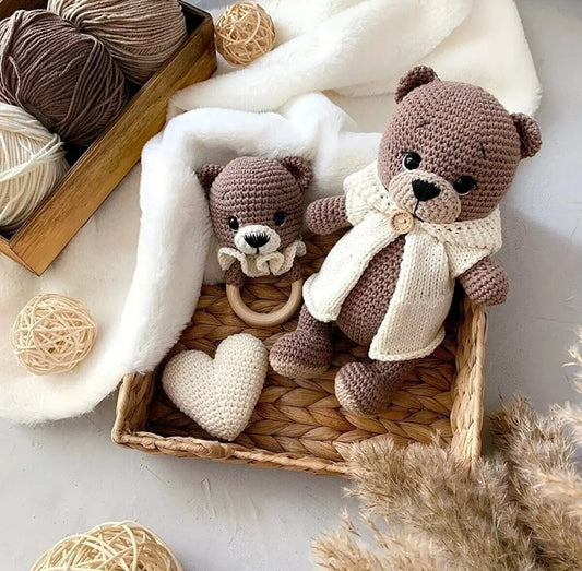 Crochet Newborn Gift Toy Set Teddy Bear 3pc - Joy Gift London