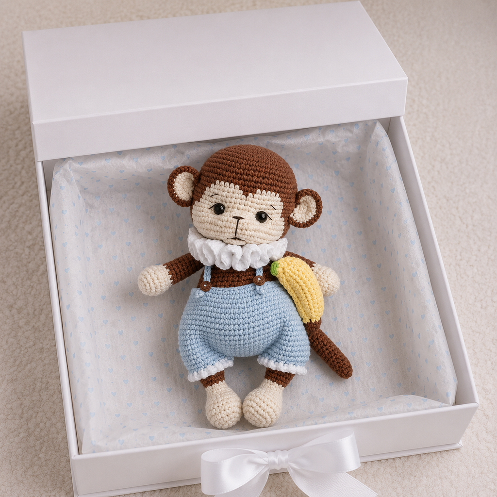 Handmade Crochet Monkey Toy with Banana