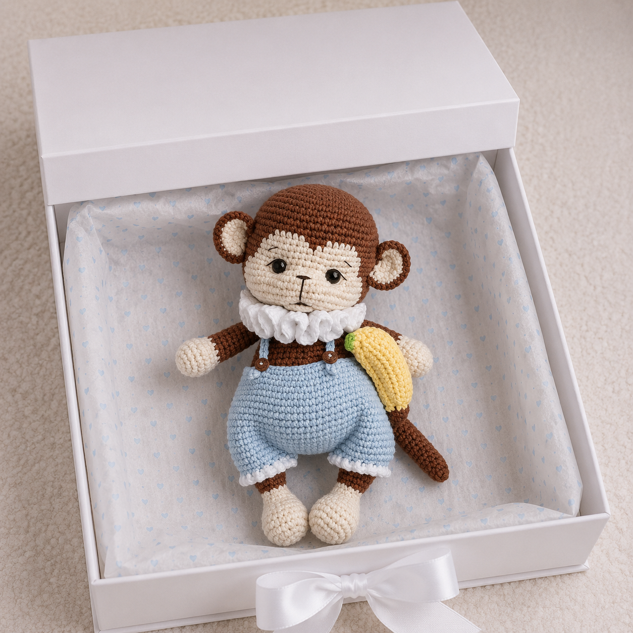 Handmade Crochet Monkey Toy with Banana