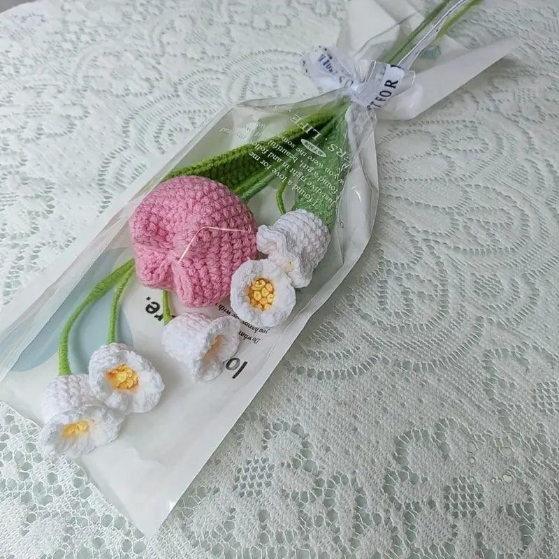 Handmade Crocheted Lily Of The Valley Tulip Bouquet