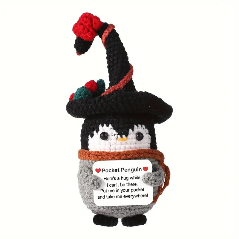 Handmade Positive Penguin Hug with Wizard Hat