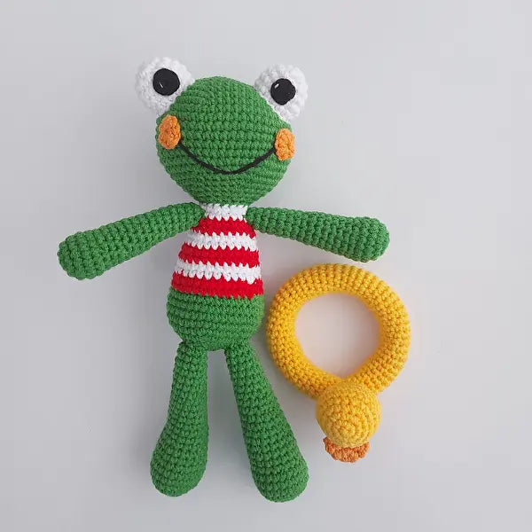 Crochet Cute Frog with Duck Swim Ring Toy - Joy Gift London